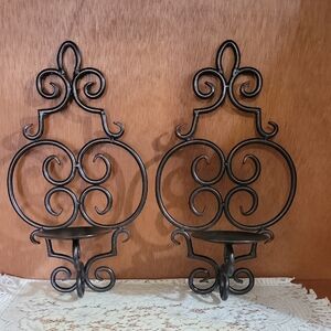 Elegant Black Wrought Iron Metal Wall Sconces